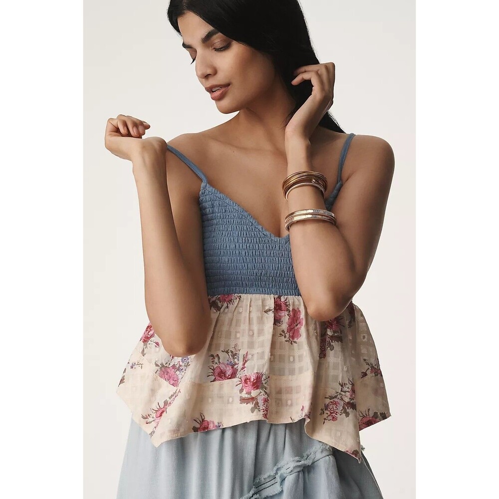 Anthropologie Pilcro Heritage Hanky-Hem Tank Cami Blouse Top Floral XS 280314